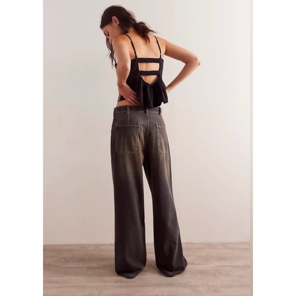 NWT Free People Palmer Cuffed Jeans Mid Rise Washed Black Denim 24 We The Free - Picture 13 of 13